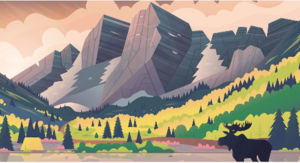 mountain background with moose animation