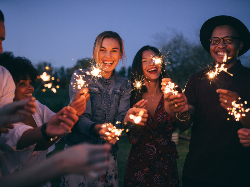 People celebrating Fourth of July
