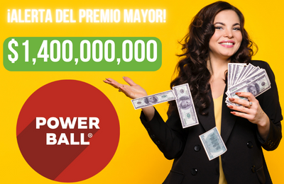Mujer sosteniendo un montón de dinero. ¡Alerta de premio mayor! Powerball de 1.400 millones de dólares