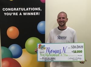 Thomas N. scratches off a $10,000 big win!